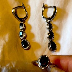 Beautiful black earrings plus ring